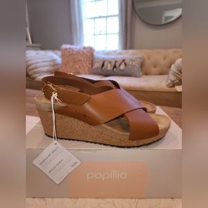 Birkenstock Papillio Samira Wedge Sandal, size 9 (40), Leather, Ginger Brown